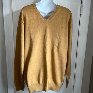 JOS. A. BANK Goldenrod Pima Cotton Vneck Sweater-XL